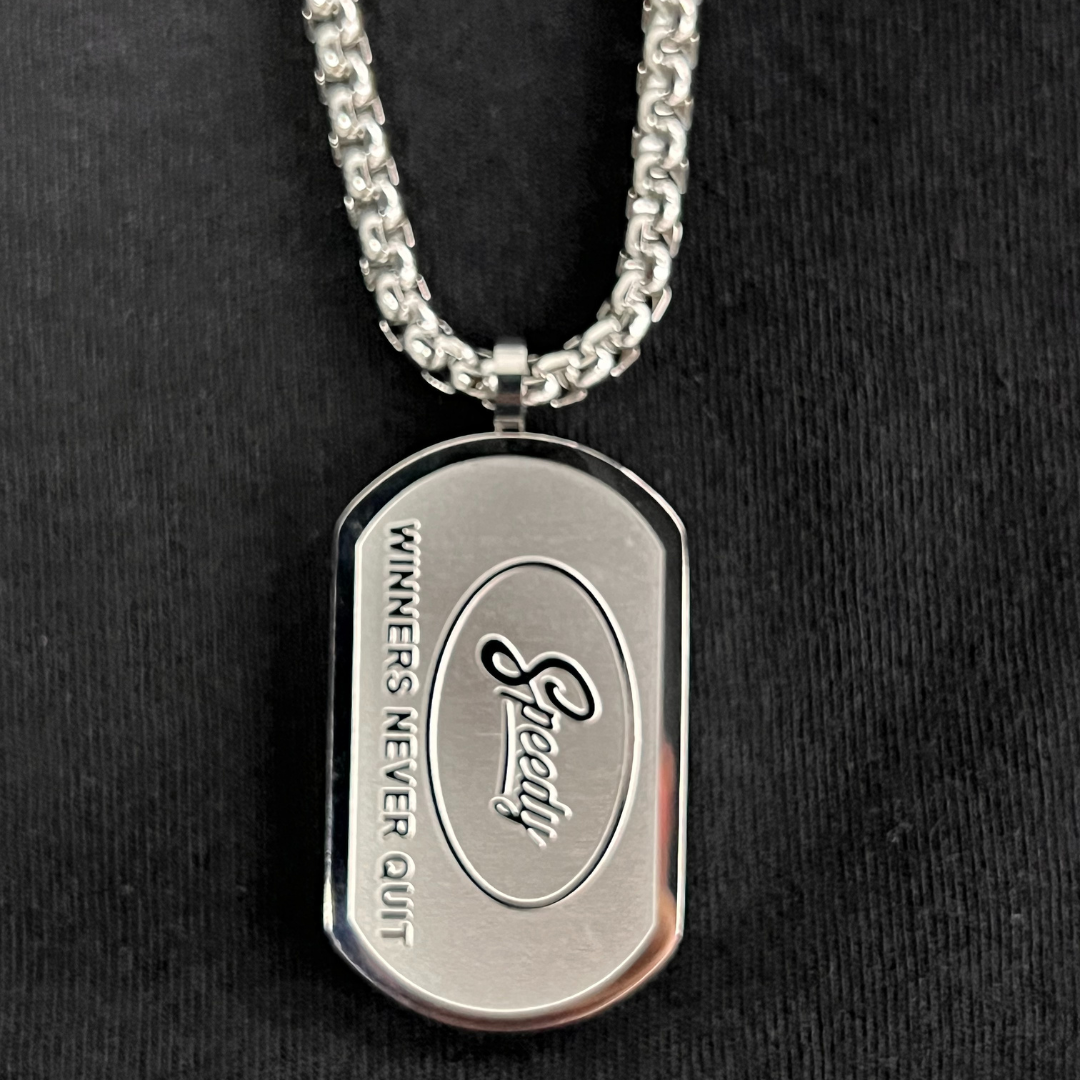 WINNERS NEVER QUIT DOG TAGS